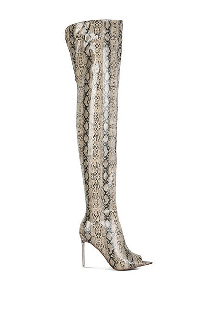 High Drama Snake print Stiletto Long Boots king-general-store-5710.myshopify.com