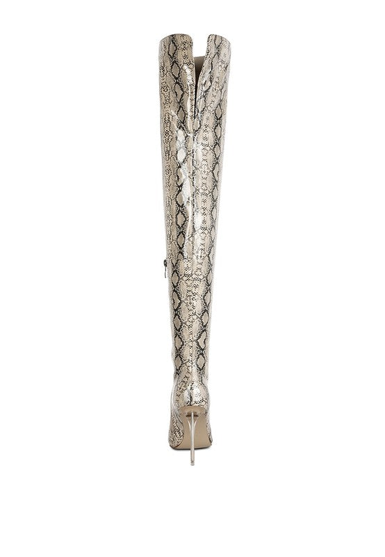 High Drama Snake print Stiletto Long Boots king-general-store-5710.myshopify.com