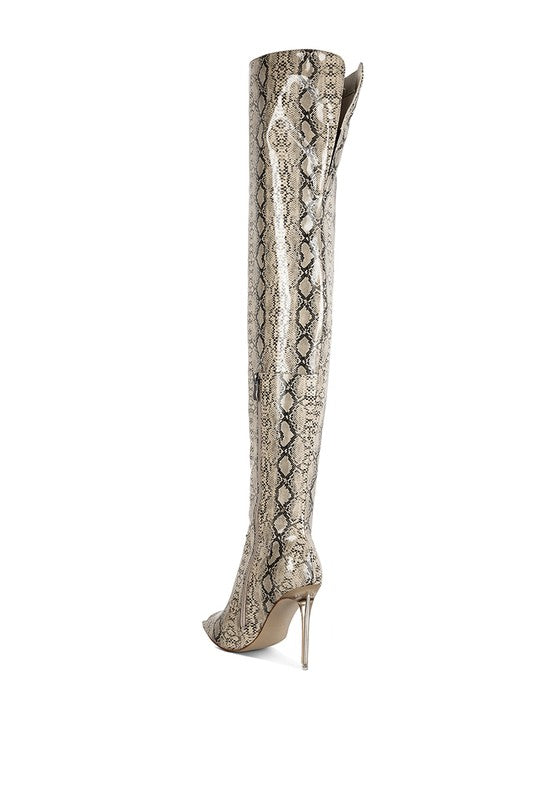 High Drama Snake print Stiletto Long Boots king-general-store-5710.myshopify.com