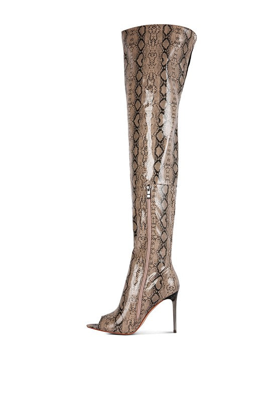 High Drama Snake print Stiletto Long Boots king-general-store-5710.myshopify.com