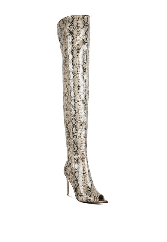 High Drama Snake print Stiletto Long Boots king-general-store-5710.myshopify.com