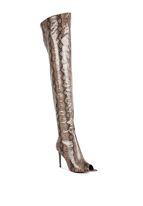 High Drama Snake print Stiletto Long Boots king-general-store-5710.myshopify.com