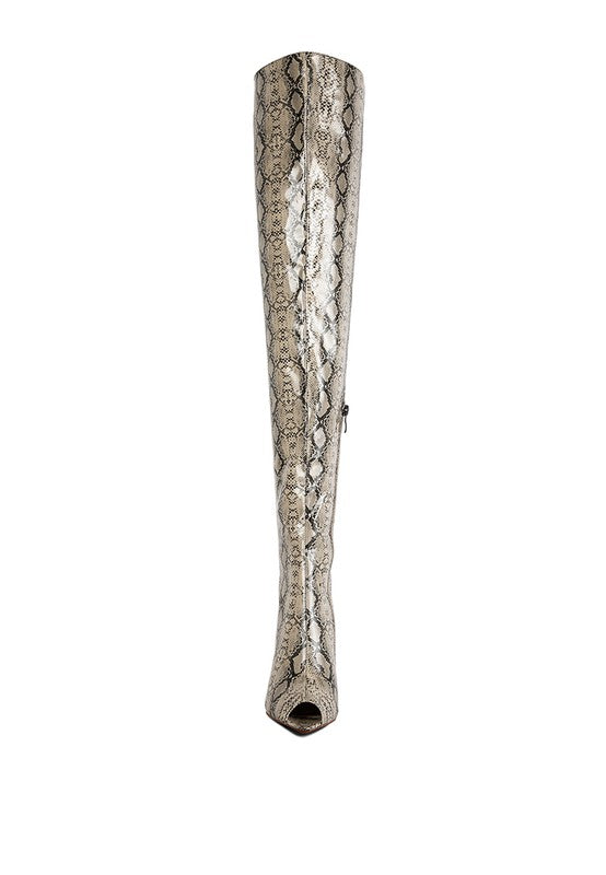 High Drama Snake print Stiletto Long Boots king-general-store-5710.myshopify.com