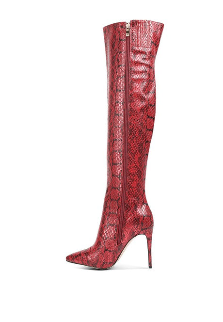 Catalina Snake Print Stiletto Knee Boots king-general-store-5710.myshopify.com