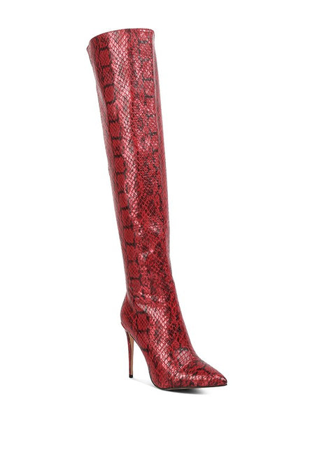 Catalina Snake Print Stiletto Knee Boots king-general-store-5710.myshopify.com