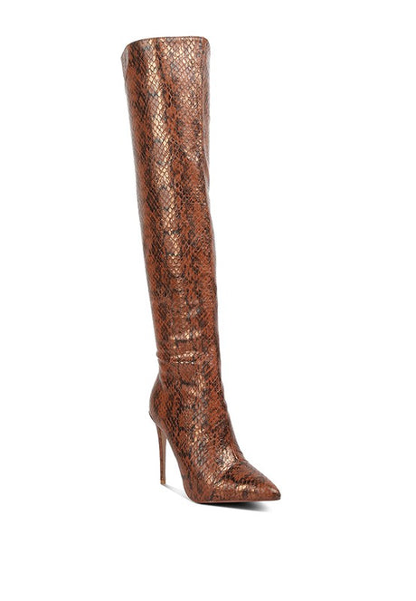 Catalina Snake Print Stiletto Knee Boots king-general-store-5710.myshopify.com