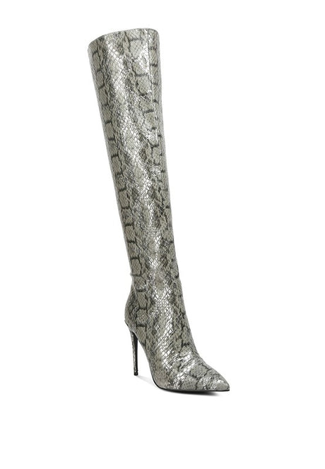 Catalina Snake Print Stiletto Knee Boots king-general-store-5710.myshopify.com