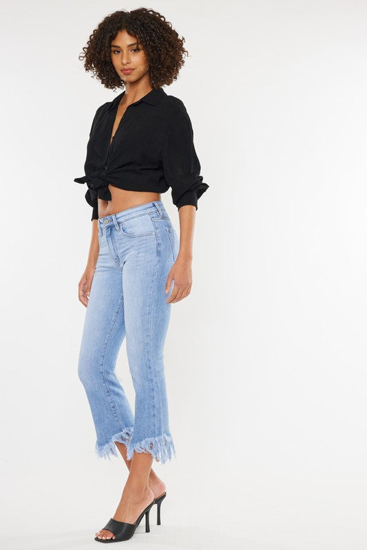 High Rise Crop Bootcut Denim Jeans king-general-store-5710.myshopify.com