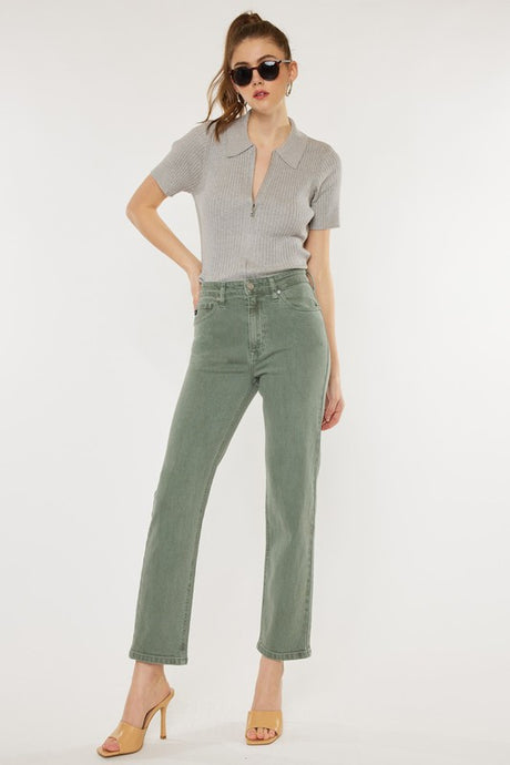 Ultra High Rise 90's Olive Straight Jeans king-general-store-5710.myshopify.com