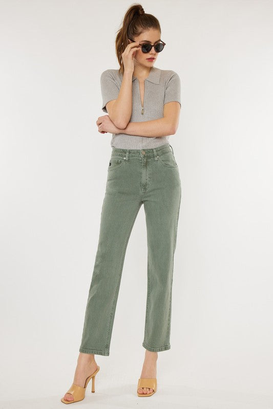 Ultra High Rise 90's Olive Straight Jeans king-general-store-5710.myshopify.com