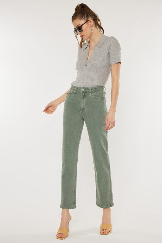 Ultra High Rise 90's Olive Straight Jeans king-general-store-5710.myshopify.com