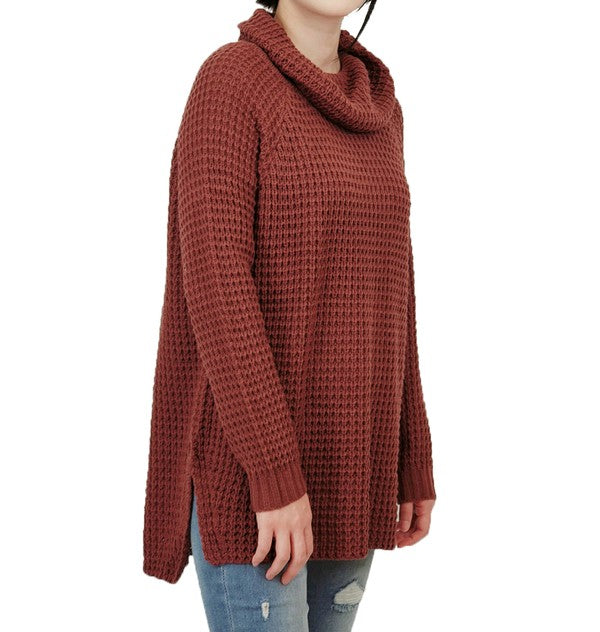Cowl Neck Oversized Pop-Corn Knit Tunic Sweater king-general-store-5710.myshopify.com