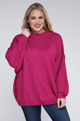 Plus Oversized Round Neck Raw Seam Melange Sweater king-general-store-5710.myshopify.com