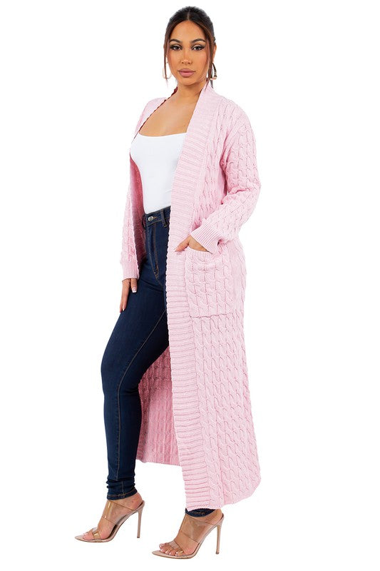 Pink Long Maxi Cardigan king-general-store-5710.myshopify.com