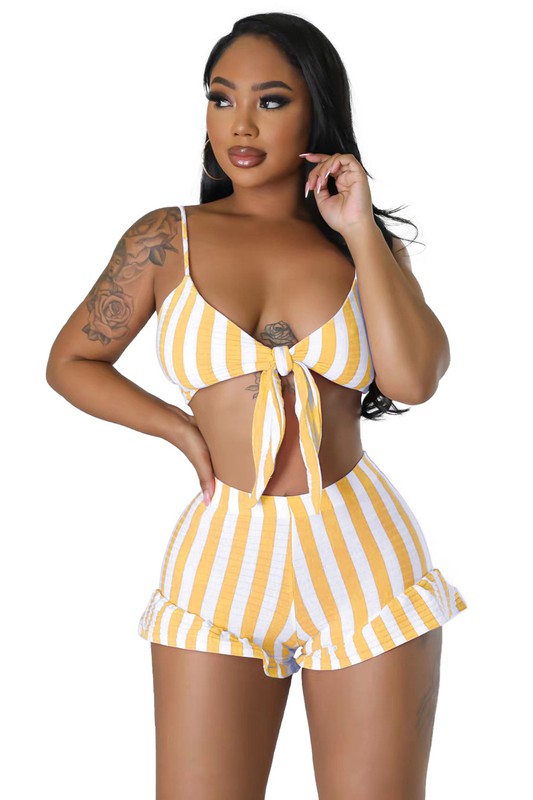 Yellow Sexy Bralette Top Shorts Set king-general-store-5710.myshopify.com