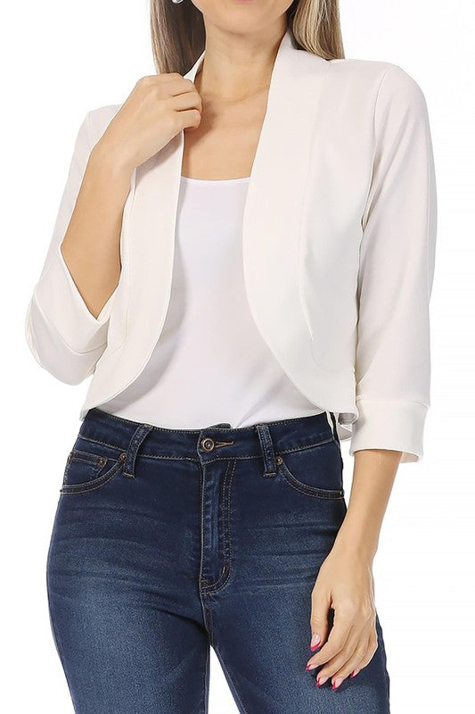 Solid Waist Length Collarless Blazer Cardigan king-general-store-5710.myshopify.com