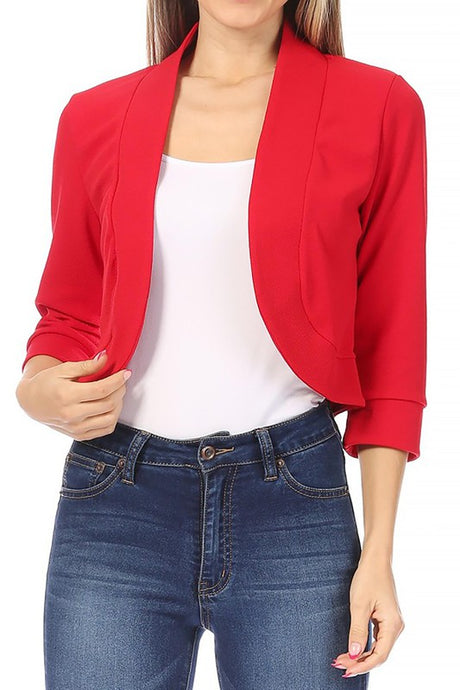 Solid Waist Length Collarless Blazer Cardigan king-general-store-5710.myshopify.com