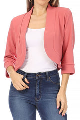 Solid Waist Length Collarless Blazer Cardigan king-general-store-5710.myshopify.com