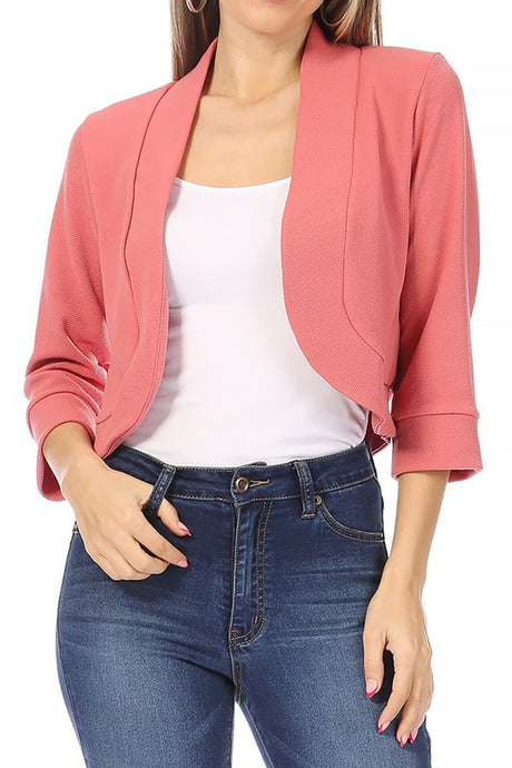 Solid Waist Length Collarless Blazer Cardigan king-general-store-5710.myshopify.com