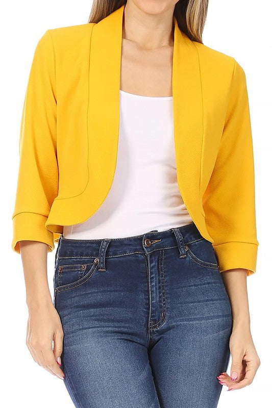 Solid Waist Length Collarless Blazer Cardigan king-general-store-5710.myshopify.com