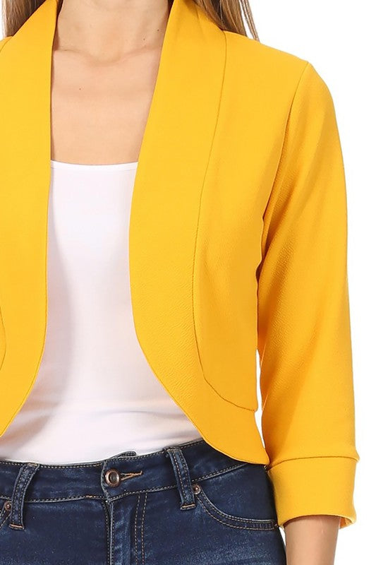 Solid Waist Length Collarless Blazer Cardigan king-general-store-5710.myshopify.com