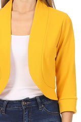 Solid Waist Length Collarless Blazer Cardigan king-general-store-5710.myshopify.com