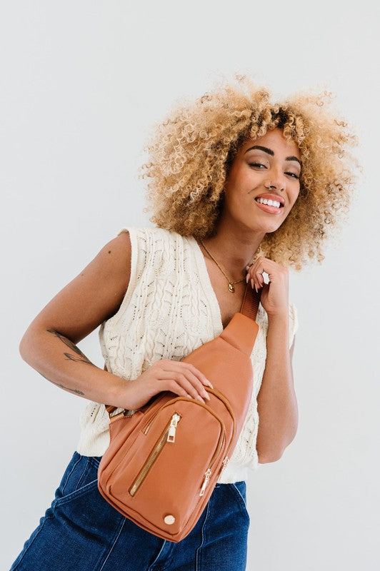 Vegan Leather Camry Sling Crossbody Bag