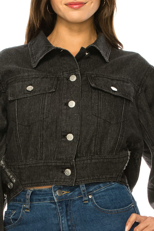 Women's Washed Denim Jacket king-general-store-5710.myshopify.com