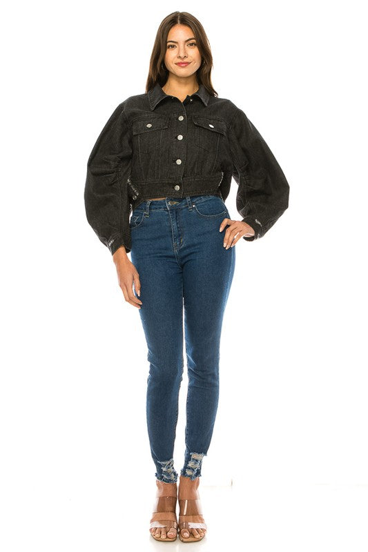 Women's Washed Denim Jacket king-general-store-5710.myshopify.com