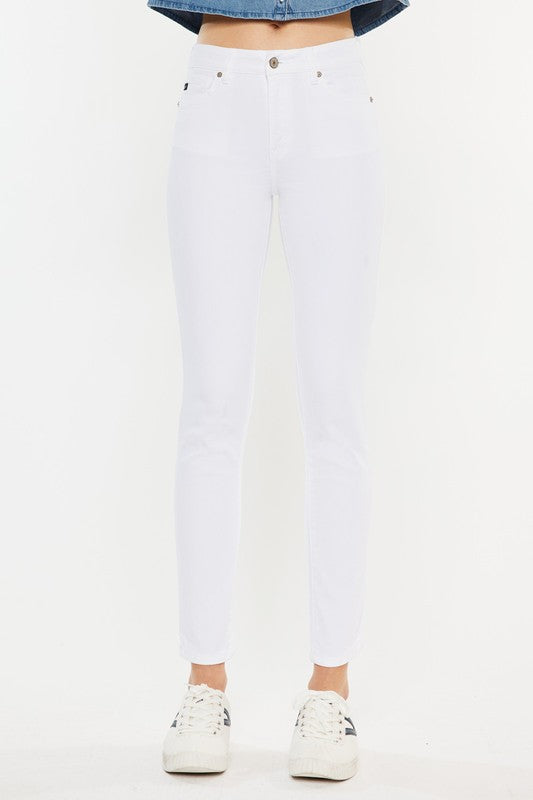 White High Rise Ankle Skinny Jeans