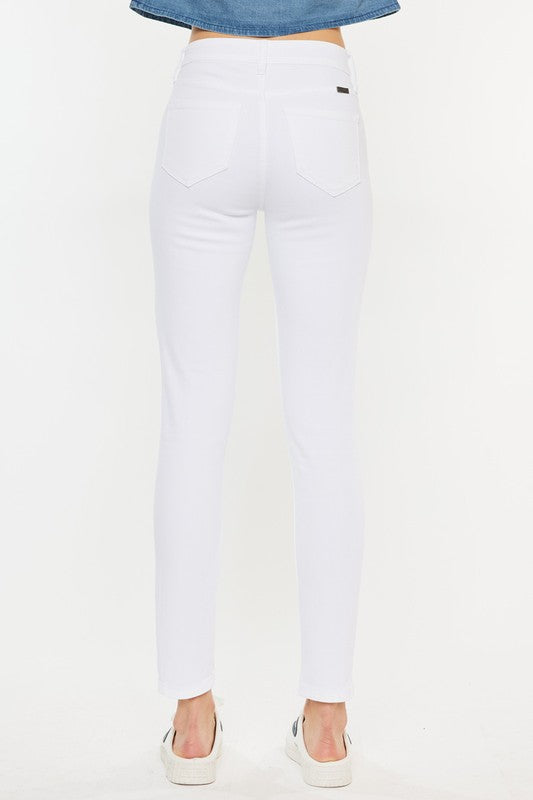 White High Rise Ankle Skinny Jeans