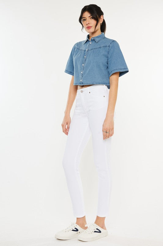 White High Rise Ankle Skinny Jeans