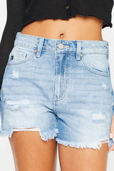 High Rise Medium Stone Denim Shorts