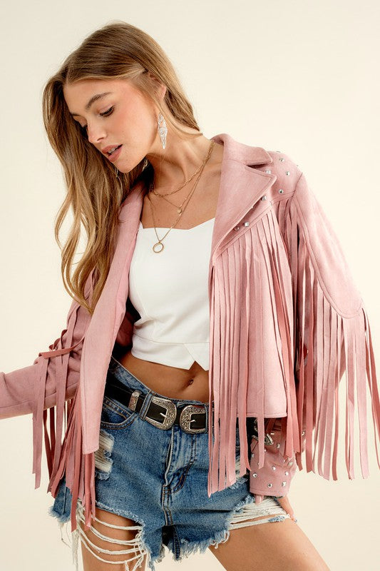 Studded Fringe Open Western Jacket king-general-store-5710.myshopify.com