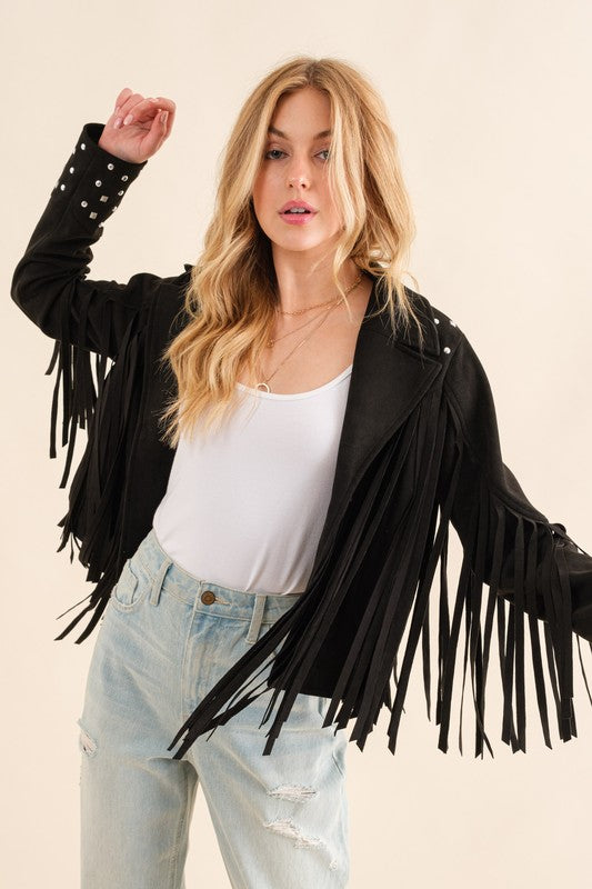 Studded Fringe Open Western Jacket king-general-store-5710.myshopify.com