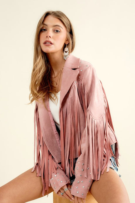 Studded Fringe Open Western Jacket king-general-store-5710.myshopify.com