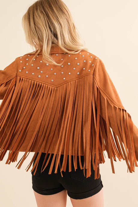 Studded Fringe Open Western Jacket king-general-store-5710.myshopify.com