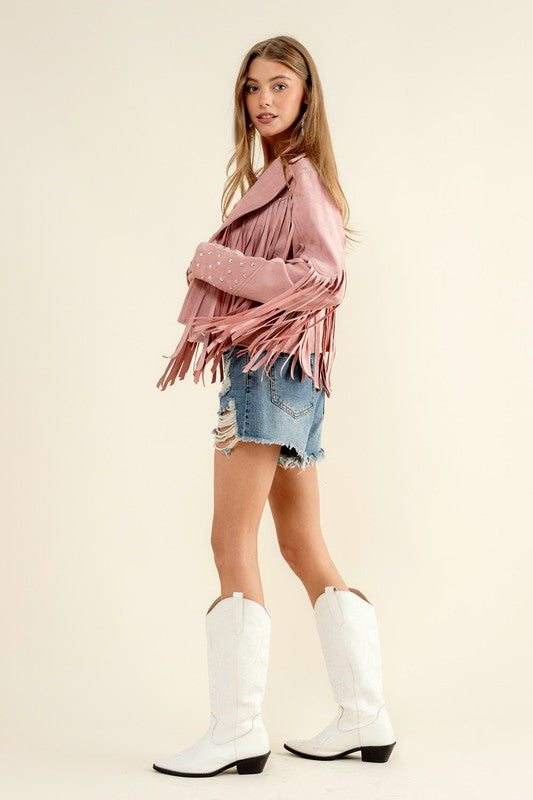 Studded Fringe Open Western Jacket king-general-store-5710.myshopify.com