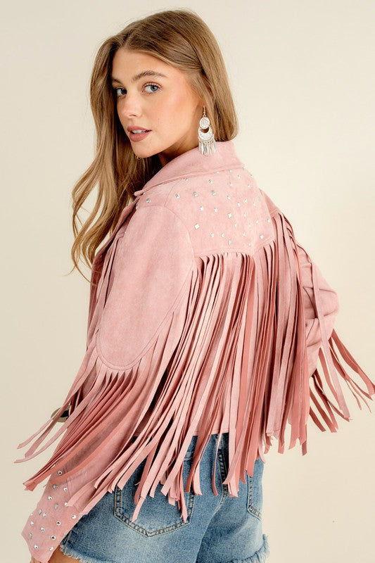 Studded Fringe Open Western Jacket king-general-store-5710.myshopify.com