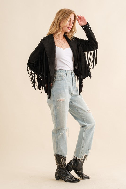 Studded Fringe Open Western Jacket king-general-store-5710.myshopify.com