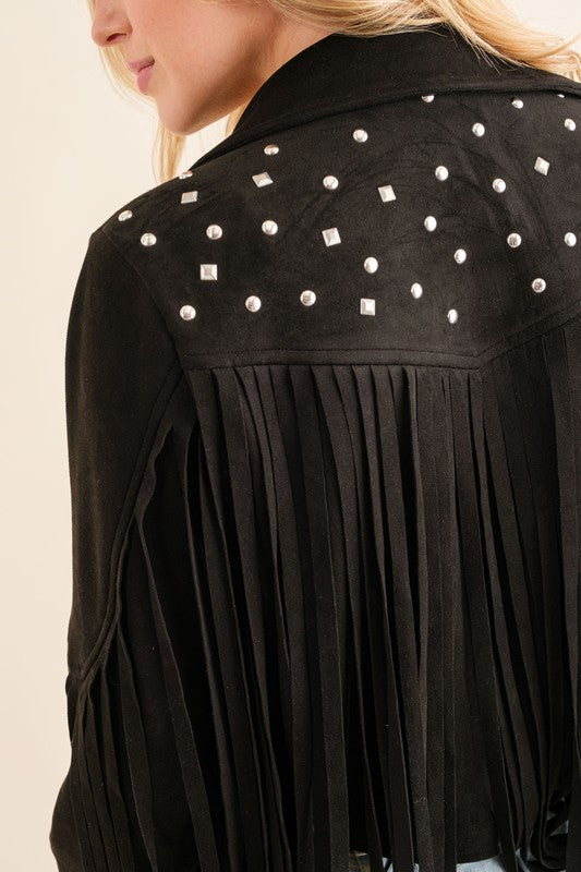 Studded Fringe Open Western Jacket king-general-store-5710.myshopify.com