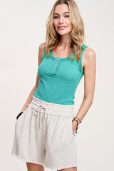 Button Front Kealy Henley Tank Top king-general-store-5710.myshopify.com