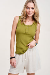 Button Front Kealy Henley Tank Top king-general-store-5710.myshopify.com