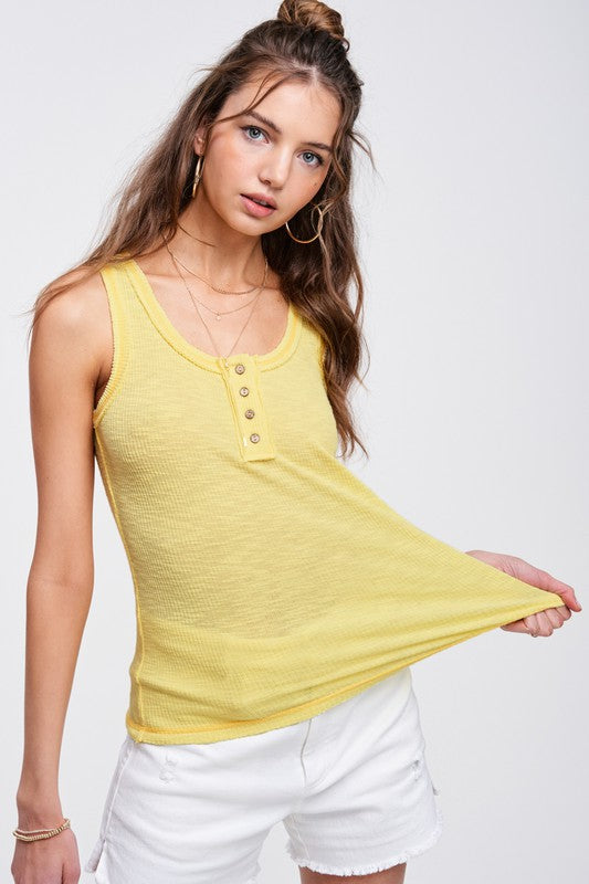 Button Front Kealy Henley Tank Top king-general-store-5710.myshopify.com