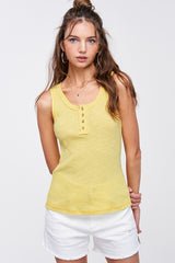 Button Front Kealy Henley Tank Top king-general-store-5710.myshopify.com