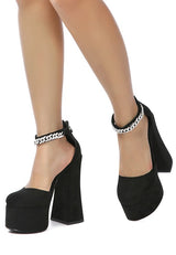 Lucky Me Block Platform Sandal With Metal Chain king-general-store-5710.myshopify.com