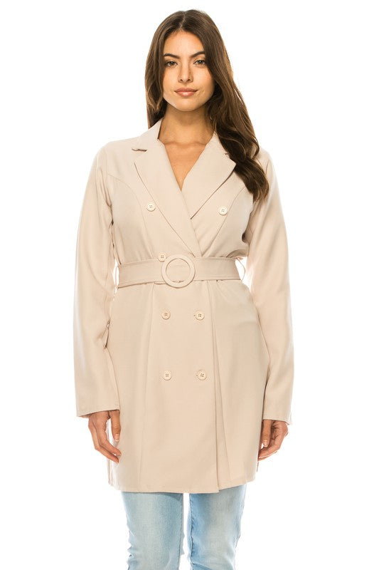 Long Solid Belted Blazer king-general-store-5710.myshopify.com