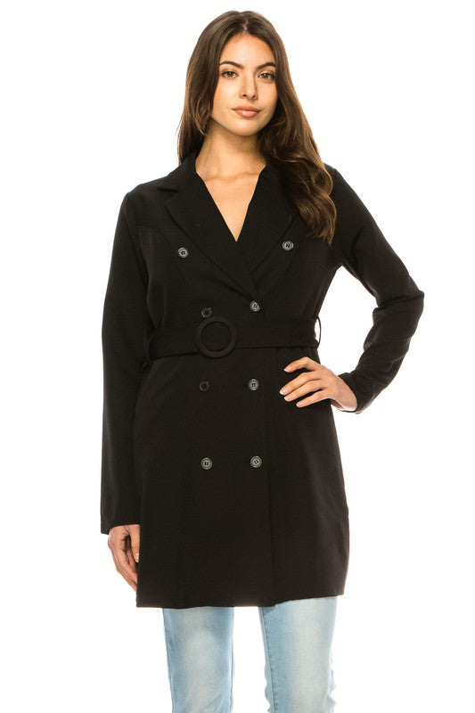 Long Solid Belted Blazer king-general-store-5710.myshopify.com