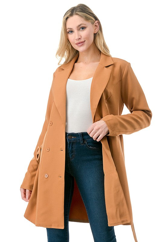 Long Solid Belted Blazer king-general-store-5710.myshopify.com