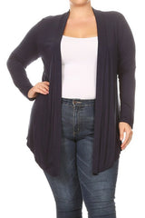 Plus Draped Front Long Sleeve Cardigan king-general-store-5710.myshopify.com